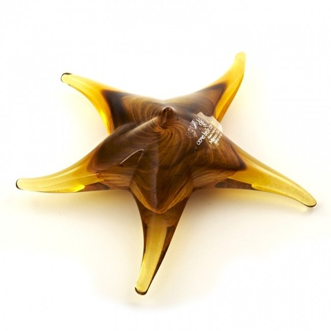 Морская звезда янтарная, муранское стекло - 396.U