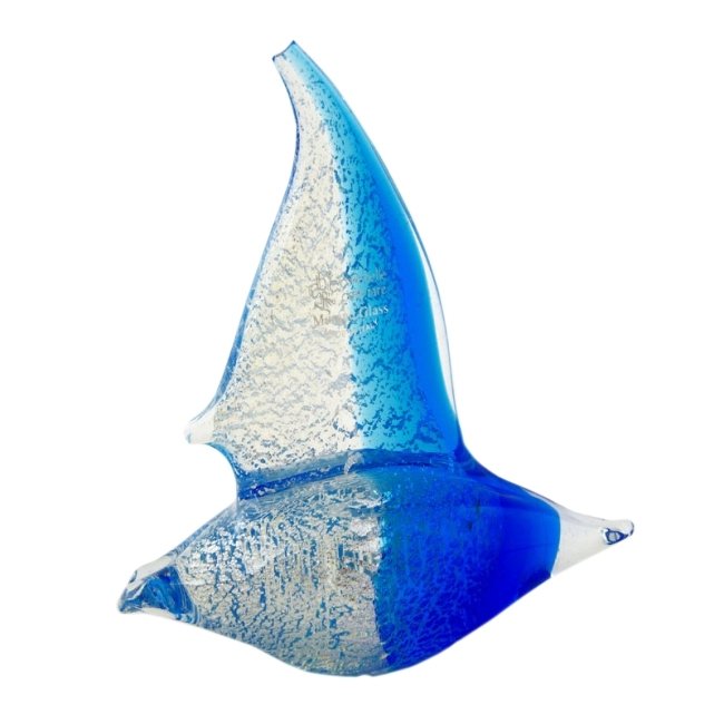 Лодка малая голубая, муранское стекло - 6726